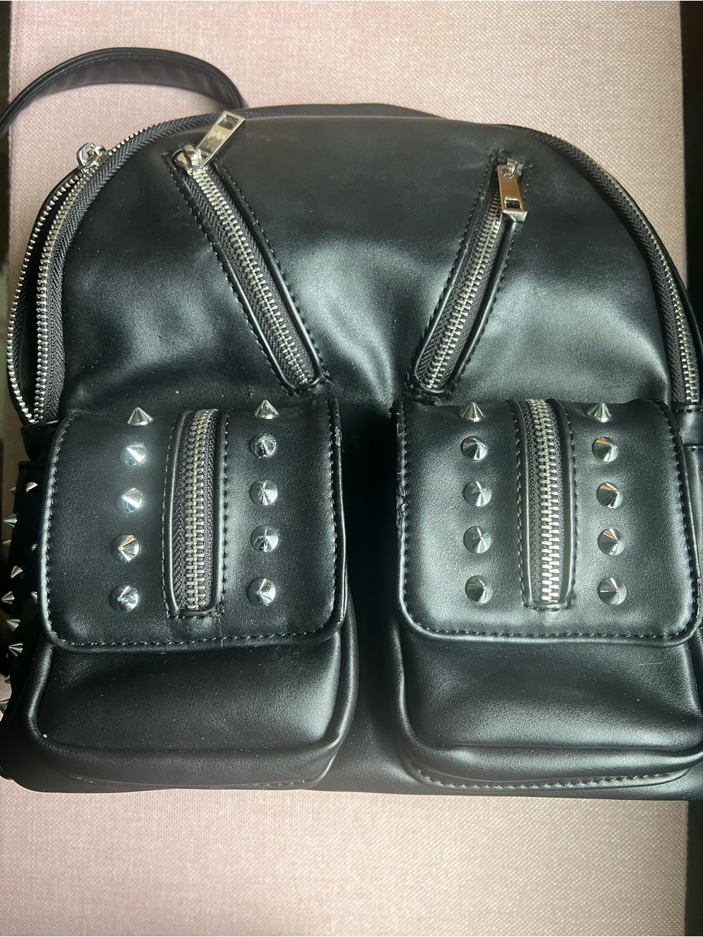 Current Mood Black Studded Mini Backpack